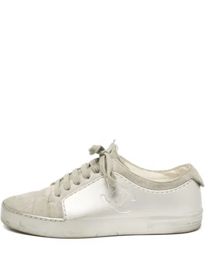 Pre-owned Chanel Suede-panelled Lace-up Sneakers
