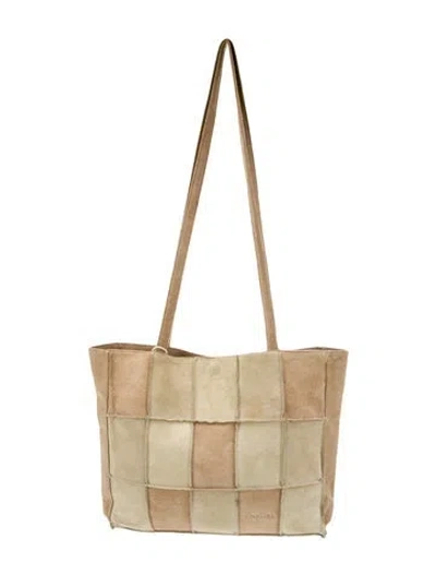 Pre-owned Chanel Suede Patchwork Tote In Neutral