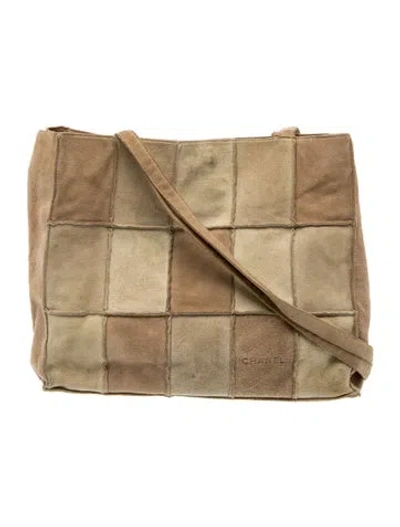 Pre-owned Chanel Suede Patchwork Tote In Neutral