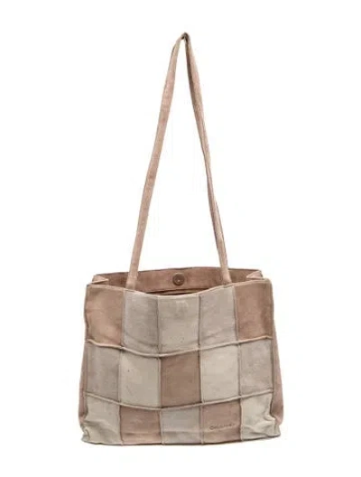 Pre-owned Chanel Suede Patchwork Tote In Neutral
