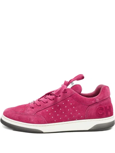 Pre-owned Chanel Suede Perforated Sneakers