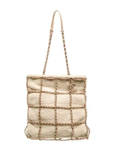 Pre-owned Chanel Suede Shopping Chain Tote In Neutral