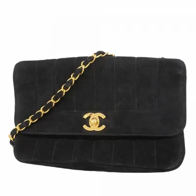 Pre-owned Chanel Suede Shoulder Bag () In Black
