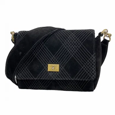 Pre-owned Chanel Suede Shoulder Bag () In Black