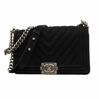 Pre-owned Chanel Suede Shoulder Bag () In Black