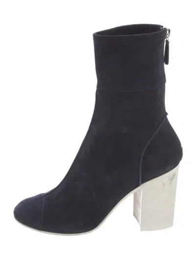 Pre-owned Chanel Suede Sock Boots In Blue