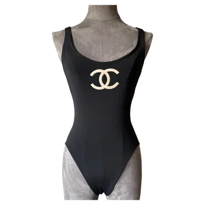 Pre-owned Chanel Summer 1994 Runway Swimsuit Lagerfeld Era Claudia Schiffer Campaign In Black