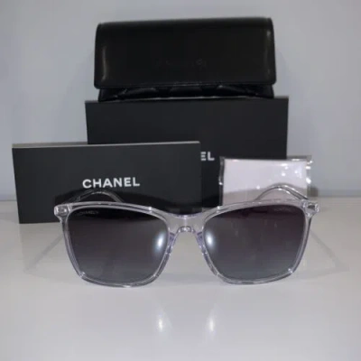 Pre-owned Chanel Sunglasses 5447a C660s6 Crystal Geadient Grey (55) In Gray