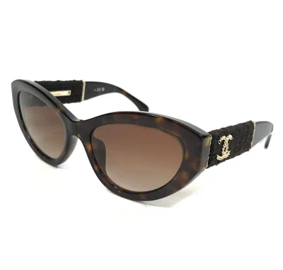 Pre-owned Chanel Sunglasses 5513-a C.714/s5 Tortoise Tweed Cat Eye Frames W/ Brown Lenses