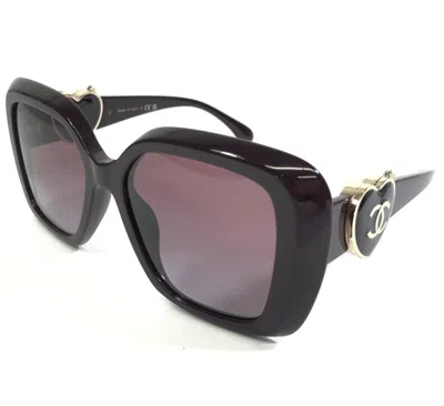 Pre-owned Chanel Sunglasses 5518-a C.1461/s1 Burgundy Square Gold Mirrored Clasp Hearts In Red