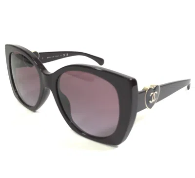 Pre-owned Chanel Sunglasses 5519-a C.1461/s1 Red Vendome Gold Heart Violet Gradient Lenses In Purple