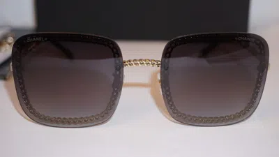 Pre-owned Chanel Sunglasses Gold Light Chain Grey Gradient Ch4244 C395/s6 57 16 140