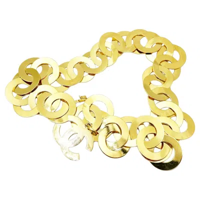 Pre-owned Chanel Super Rare Vintage Gold Plated Giant Ring Necklace Belt In Multi