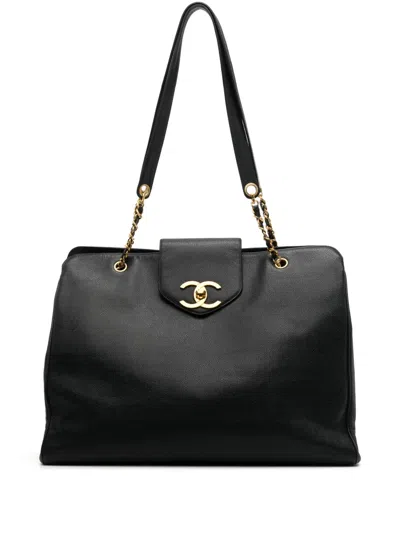 Pre-owned Chanel Supermodel Leather Tote Bag In Black