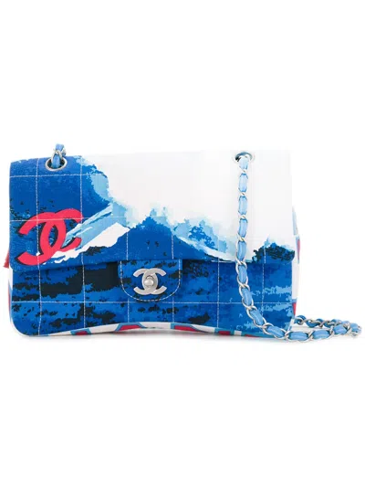 Pre-owned Chanel Surf Line Quilted Cc Shoulder Bag In Blue