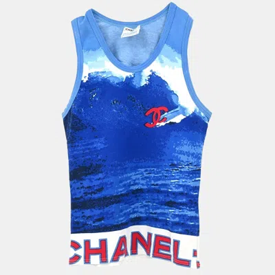 Pre-owned Chanel Surf Line Sleeveless Tank Top Blue #38