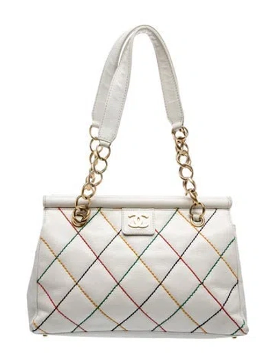 Pre-owned Chanel Surpique Frame Tote In Neutral
