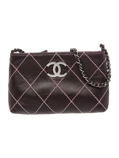 Pre-owned Chanel Surpique Stitch Pochette In Purple
