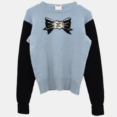 Pre-owned Chanel Sweater Knit Top Blue 95a #40