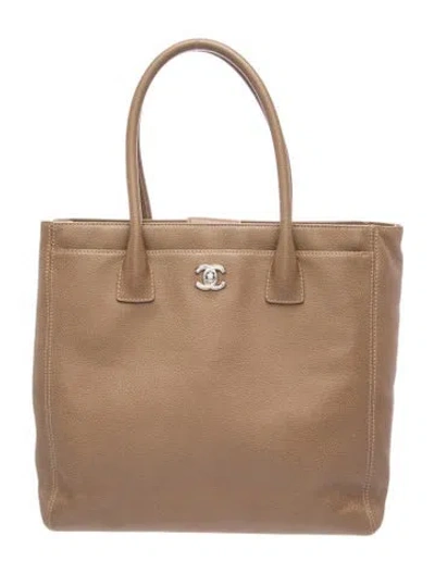 Pre-owned Chanel Tall Executive Cerf Tote In Brown