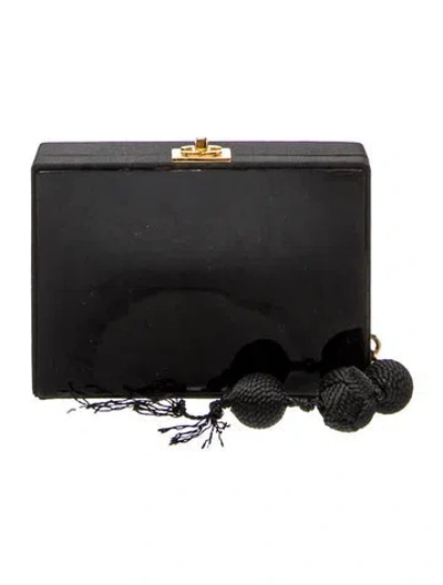 Pre-owned Chanel Tassel Cc Box Clutch In Black