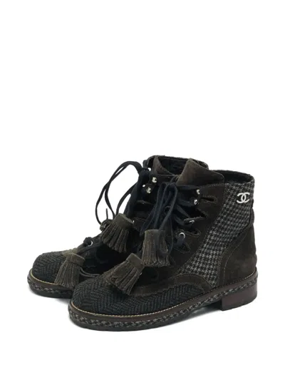 Pre-owned Chanel Tassel-detail Ankle Boots In Brown