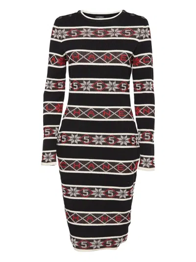 Pre-owned Chanel Tatterned Knitted Bodycon Dress