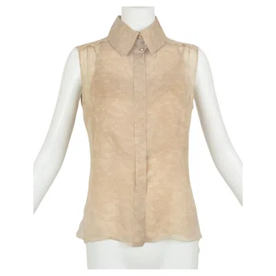Pre-owned Chanel Taupe Trompe L'oeil Lace Sleeveless Blouse And Camisole – Fr 38, 2000s In Brown