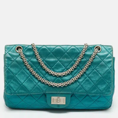 Pre-owned Chanel Teal Green Quilted Patent Leather Classic 227 Reissue 2.55 Flap Bag