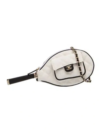 Pre-owned Chanel Tennis Racket And Mirror Crossbody Set In Neutral