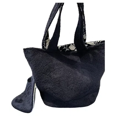 Pre-owned Chanel Terry Cc Tote Bag With Towel And Pouch In Black