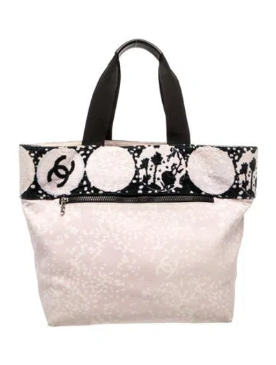 Pre-owned Chanel Terry Cloth Canvas Beach Tote In Pink