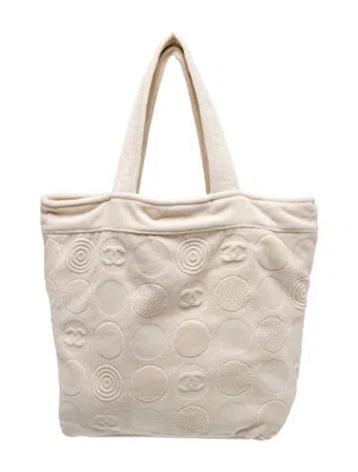Pre-owned Chanel Terry Cloth Cc Beach Towel Tote Set In Neutral