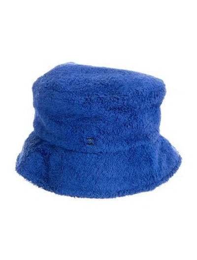 Pre-owned Chanel Terry Cloth Cc Bucket Hat In Blue