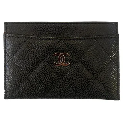 Pre-owned Chanel Textured Leather Cardholder In Black