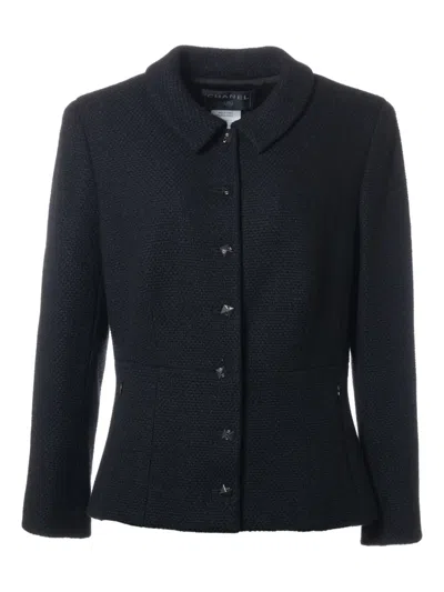 Pre-owned Chanel Textured Weave Jacket In Black