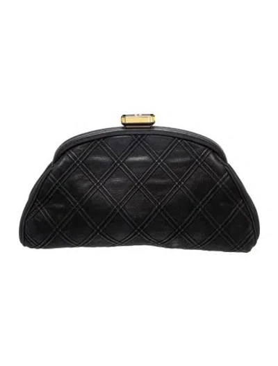 Pre-owned Chanel Thin City Frame Cc Clutch In Black