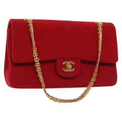 Pre-owned Chanel Timeless - Classic Double Flap Bag Quilted Jersey Cotton Shoulder Bag Bag () In Red