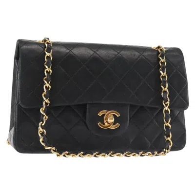 Pre-owned Chanel Timeless - Classic Double Flap Bag Quilted Lambskin Leather Shoulder Bag Bag () In Black