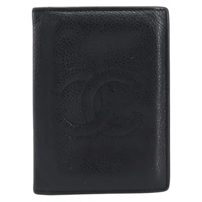 Pre-owned Chanel Timeless Bifold Card Case Caviar Black Leather Card Holders Accessory ()