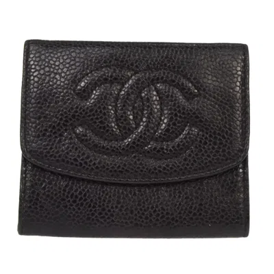 Pre-owned Chanel Timeless Cc Bifold Wallet Caviar Black Calfskin Wallets Accessory ()