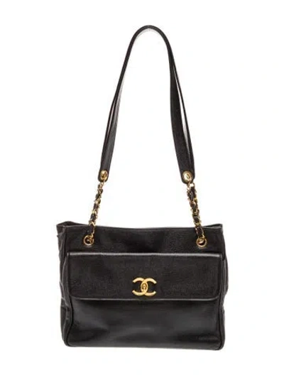Pre-owned Chanel Timeless Cc Caviar Tote In Black