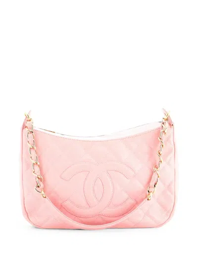 Pre-owned Chanel Timeless Cc Chain Shoulder Bag Quilted Caviar Medium Hobo Bag In Pink