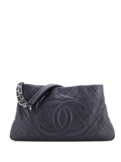 Pre-owned Chanel Timeless Cc Expandable Quilted Caviar Medium Tote Bag In Black
