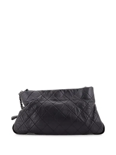 Pre-owned Chanel Timeless Cc Expandable Tote Quilted Caviar Medium Shoulder Bag In Black