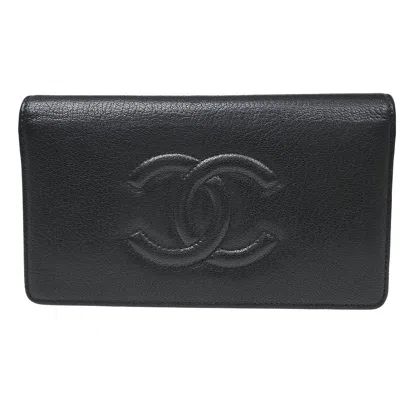 Pre-owned Chanel Timeless Cc French Wallet Caviar Black Calfskin Wallets Accessory ()