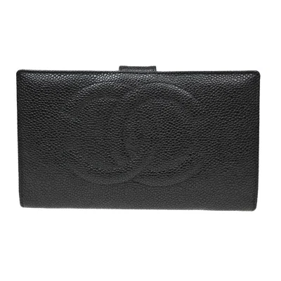 Pre-owned Chanel Timeless Cc French Wallet Caviar Black Calfskin Wallets Accessory ()