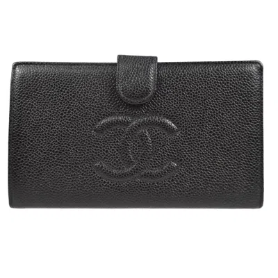 Pre-owned Chanel Timeless Cc French Wallet Caviar Black Leather Wallets Accessory ()