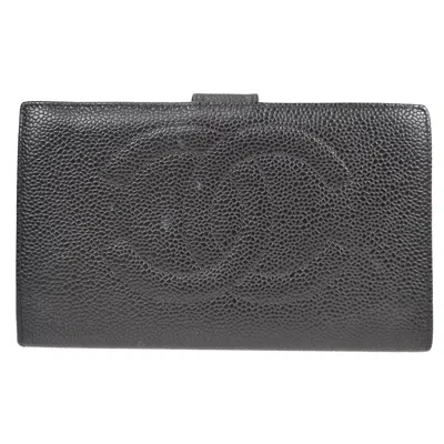 Pre-owned Chanel Timeless Cc French Wallet Caviar Black Leather Wallets Accessory ()