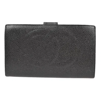 Pre-owned Chanel Timeless Cc French Wallet Caviar Black Leather Wallets Accessory ()